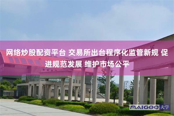 网络炒股配资平台 交易所出台程序化监管新规 促进规范发展 维护市场公平