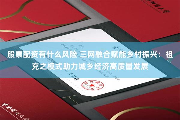股票配资有什么风险 三网融合赋能乡村振兴：祖充之模式助力城乡经济高质量发展