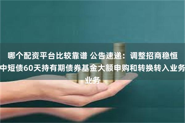 哪个配资平台比较靠谱 公告速递：调整招商稳恒中短债60天持有期债券基金大额申购和转换转入业务