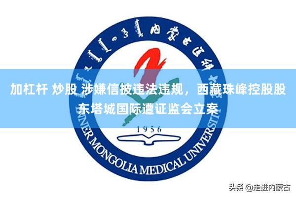 加杠杆 炒股 涉嫌信披违法违规，西藏珠峰控股股东塔城国际遭证监会立案