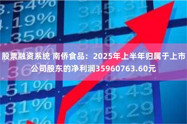 股票融资系统 南侨食品：2025年上半年归属于上市公司股东的净利润35960763.60元