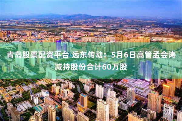 青岛股票配资平台 远东传动：5月6日高管孟会涛减持股份合计60万股